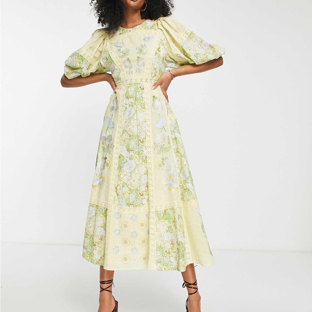 ASOS Editions Floral Patchwork puff sleeve Maxi Dress